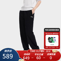 斐乐（FILA） 女子针织长裤时尚简约宽松阔腿裤运动裤 正黑色-BK 170/70A/L