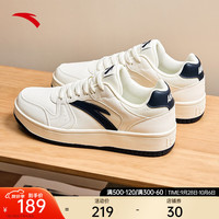 安踏（ANTA）男鞋板鞋厚底增高休闲鞋复古潮流运动鞋子男小白鞋 象牙白/深蓝黑-4 6.5(男39)