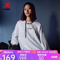 XTEP特步卫衣长袖2023男女同款装圆领休闲套头衫针织运动上衣 珍珠白 S