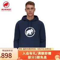 猛犸象（MAMMUT）男士logo抓绒套头连帽衫卫衣1014-04391 深海蓝色 S