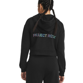 安德玛（UNDERARMOUR）秋冬Project Rock强森女子棉织训练运动外套1380735 黑色001 XS