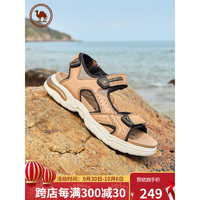 骆驼牌 户外男士休闲凉鞋透气舒适皮凉鞋软底沙滩鞋 P13M307017 沙色 39