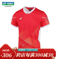 尤尼克斯（YONEX）羽毛球服 男衣女服大赛服 清爽吸汗T恤短袖 男T恤 10590CR 清亮红 L