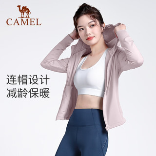 骆驼 CAMEL瑜伽服女秋冬季加绒外套修身服长袖跑步服开衫运动服上衣 0020，黑色 S