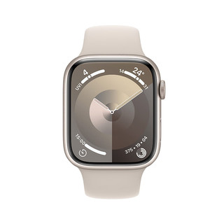 Apple Watch Series 9 智能手表蜂窝款45毫米星光色铝金属表壳星光色运动型表带S/M MRP13CH/A