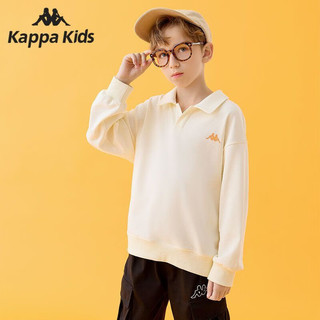 Kappa Kids背靠背卡帕童装男女童polo衫秋款时尚运动休闲长袖上衣衬衫 杏色 身高140cm