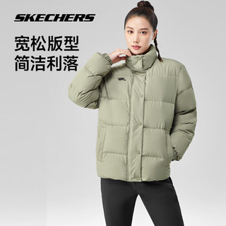 Skechers斯凯奇Skechers羽绒服秋冬季男女同款棉服外套 草药米色 L 