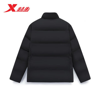 特步羽绒服男款保暖厚款外套877429190046 正黑色 3XL 