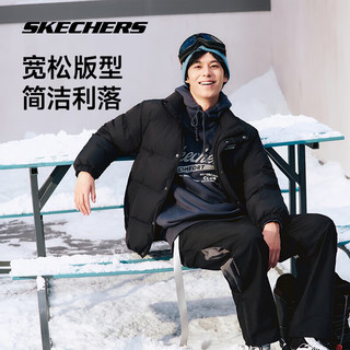 Skechers斯凯奇Skechers羽绒服秋冬季男女同款棉服外套 碳黑 XXL 