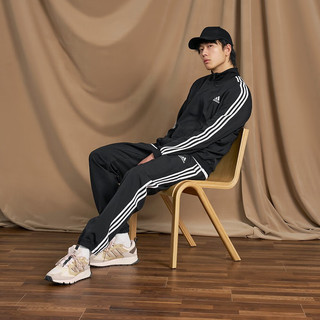 adidas阿迪达斯轻运动男装速干三条纹运动立领长袖套装GK9950 黑色/白色 A/L