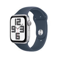 Apple Watch SE 2023款智能手表GPS款44毫米银色铝金属表壳风暴蓝色运动型表带S/M MREC3CH/A