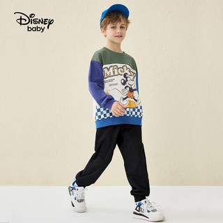 迪士尼（DISNEY）童装男童长袖运动套装撞色卫衣长裤两件套DB331TE01蓝130