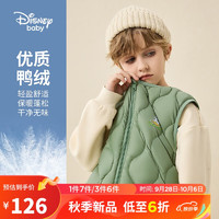 迪士尼（DISNEY）童装儿童23冬男女羽绒马甲轻薄白鸭绒保暖DB341DE02浅军绿130