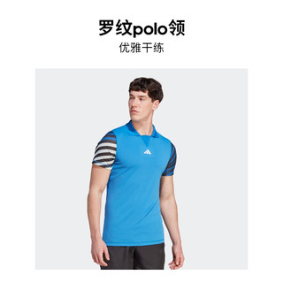 adidas阿迪达斯美国硬地大满贯系列男修身网球运动翻领短袖POLO衫 空军蓝 A/S