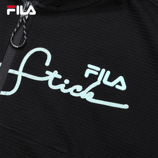 FILA 斐乐女士针织连帽外套时尚休闲连帽宽松上衣 正黑色-BK 180/96A/XXL