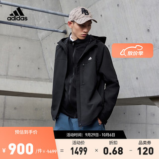 adidas 阿迪达斯 20点开始：adidas 三合一加绒运动夹克外套 男装 IV7594 黑色/白色