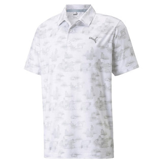 彪马（PUMA）高尔夫服装 Cloudspun Mowers男士短袖T恤休闲舒适Polo衫 53216203 白色/蓝色 M