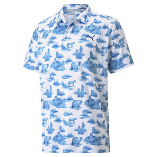 彪马（PUMA）高尔夫服装 Cloudspun Mowers男士短袖T恤休闲舒适Polo衫 53216203 白色/蓝色 M
