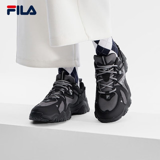 斐乐（FILA）女鞋老爹鞋复古运动鞋休闲鞋猫爪鞋4代 烟灰/黑-WA 40