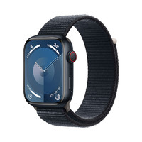Apple Watch Series 9 智能手表蜂窝款45毫米午夜色铝金属表壳午夜色回环式运动表带MRP73CH/A