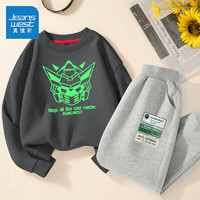 JEANSWEST 真维斯 男童套装春秋款中大童洋气秋装儿童休闲童装秋季运动服卫衣两件套