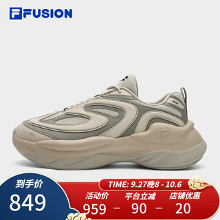 斐乐（FILA）FUSION斐乐潮牌BUZZARD陨石鞋男鞋老爹鞋2023厚底休闲鞋 黄水泥/沙漠灰-CB 42.5