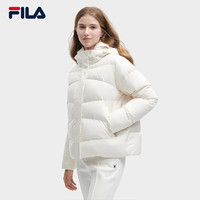 FILA 斐乐女士羽绒服时尚休闲保暖宽松连帽上衣 浅米白色-IV 160/80A/S