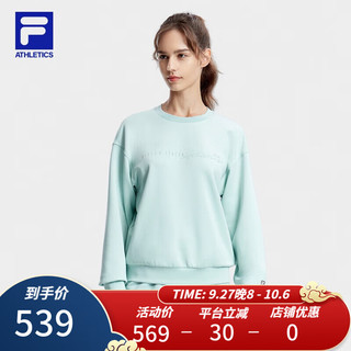 FILA 斐乐 女子套头卫衣宽松休闲圆领长袖运动女装上衣 梦绿色-TQ 165/84A/M