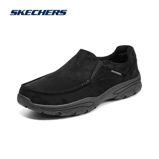 斯凯奇Skechers男鞋加绒一脚蹬休闲鞋轻质缓震懒人鞋204403 BLK 42