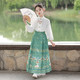 2023中国风古装马面裙套装小女孩薄款汉服裙秋冬季女装套装 浅绿色 130cm
