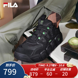 FILA 斐乐 可颂面包鞋运动鞋男2023冬休闲鞋老爹鞋 黑-IB 40.5