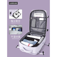 Landcase 背包旅行包女大容量双肩包电脑包学生书包出差行李包 1637浅紫色