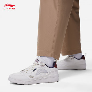 LI-NING 李宁 COMMON80s丨板鞋男鞋23柔软回弹撞色经典休闲鞋运动鞋子 雪白色-1 42