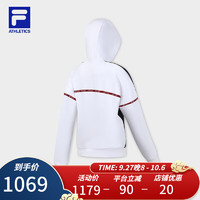 FILA 斐乐 女子针织连帽外套简约拼接网球运动上衣 玉石白-WT 175/92A/XL