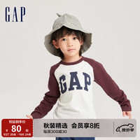 Gap男女幼童秋季2023LOGO纯棉运动长袖T恤784987洋气休闲上衣 白色 100cm(3岁)偏小 选大一码