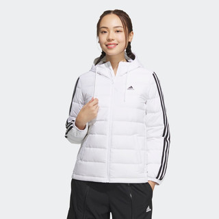 adidas阿迪达斯轻运动女装冬季运动保暖连帽鸭绒羽绒服IK2375 白色 A/XS