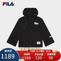 斐乐（FILA） x MIHARA女子梭织外套时尚宽松拼接连帽上衣 正黑色-BK 155/76A/XS