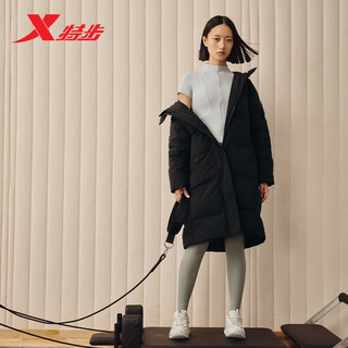 XTEP 特步 羽绒服女保暖秋冬防风外套877428190039 正黑色 L