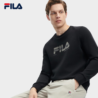 FILA 斐乐男子针织套头衫基础简约休闲舒适卫衣 正黑色-BK 170/92A/M