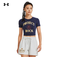安德玛（UNDERARMOUR）秋冬Project Rock强森女子训练短袖T恤1380187 深蓝色410 L