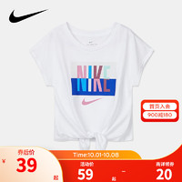NIKE 耐克 小童装女童短袖T恤夏季短款儿童短T女孩上衣 纯白色 110(5)