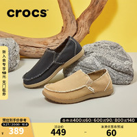 crocs 卡骆驰 帆布鞋男士圣克鲁兹一脚蹬平底鞋休闲鞋10128 黑/卡其-062