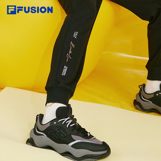 FILA 斐乐 FUSION潮牌男子针织长裤基础时尚纯棉运动裤 正黑色-BK 170/80A/M