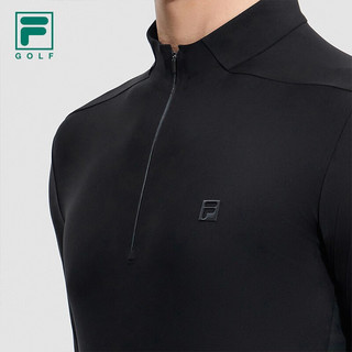 斐乐（FILA） 男子针织长袖上衣防晒高尔夫运动外套 深黑-BK 175/96A/L