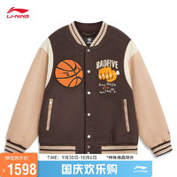 LI-NING 李宁 反伍场下丨棉服男子短棉服冬季字母图案棒球领外套AJMT089