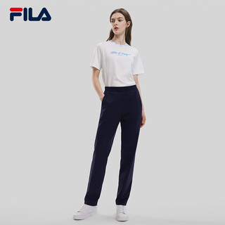 斐乐（FILA） Emerald女子针织长裤基础简约直口通勤休闲裤 传奇蓝-NV 155/58A/XS