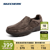 斯凯奇Skechers男鞋加绒一脚蹬休闲鞋轻质缓震懒人鞋204403 CHOC 43 