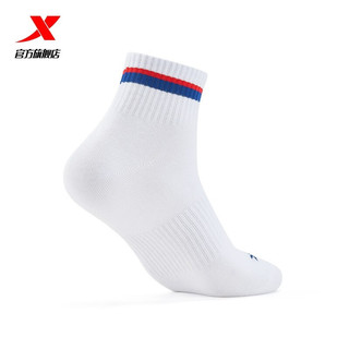 特步（XTEP）男袜篮球袜季吸汗透气短袜跑步袜运动袜短筒袜 白色