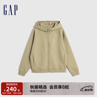 Gap 盖璞 男童秋季LOGO时髦运动连帽衫儿童装洋气Scuba拼接卫衣797362 浅棕色 120cm(S)