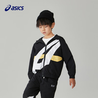 asics/亚瑟士童装秋季男女儿童运动休闲梭织便服外套 001黑色 150cm